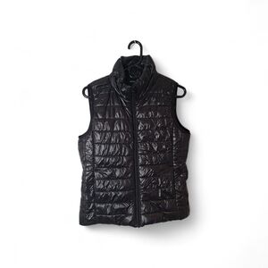 Active USA Women’s Shiny Black Quilted Puffer Vest Size Large